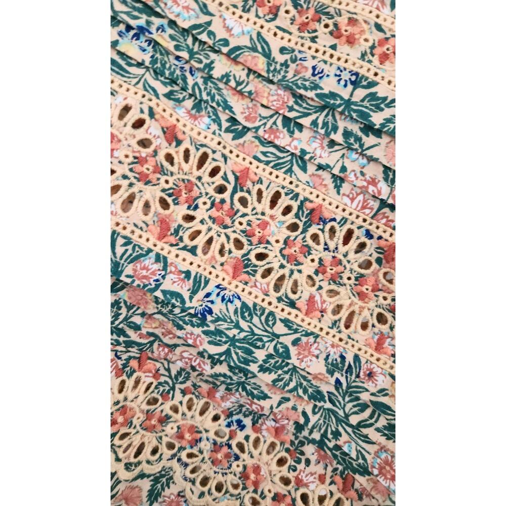 Ulla Johnson Dress Floral Cotton Mini Long Sleeve Green Pink Boho Ardith Sz 8 - Picture 11 of 14